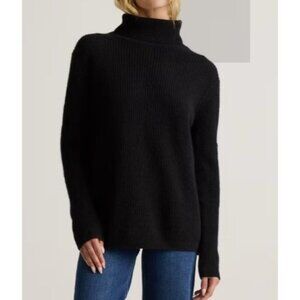 Quince Mongolian Cashmere Fisherman Turtleneck Sweater Black XS